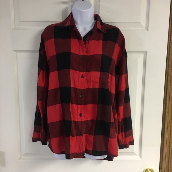 Old Navy Tops - Old Navy Red Buffalo plaid boyfriend shirt
